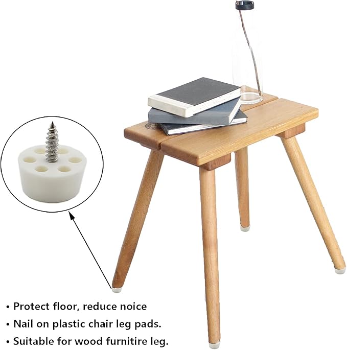 20PCS Round Furniture Pads,TTZEZE Heavy Duty Nail-on ABS Plastic Pad for Wood Furniture and Hard Floor Surfaces Chair Cabinet Table Sofa Couch Stool Leg Feet Floor Protectors Slide Smoothly (White) - Image 4