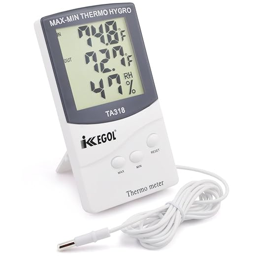 iKKEGOL Dual Sensor LCD Display Indoor Outdoor Digital Thermometer Hygrometer with Max Min Memory by iKKEGOL