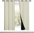 NICETOWN Living Room Completely Shaded Draperies, Privacy Protection & Noise Reducing Ring Top Drapes, Black Lined Insulated Window Treatment Curtain Panels (Beige, 2 Pieces, W42 x L72) by NICETOWN