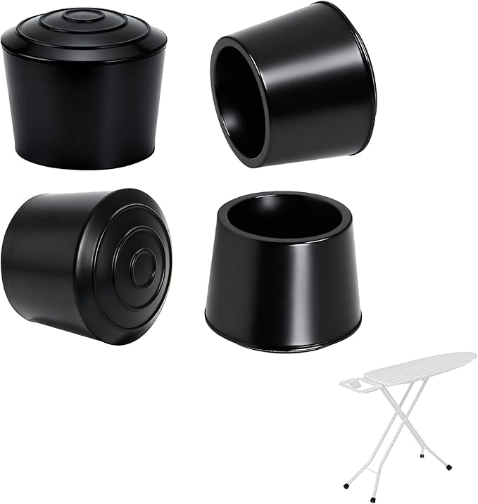 4 Pack Ironing Board Feet Caps, Round Rubber Leg Tip Protectors, Non-Slip Ironing Board Foot Replacement Caps, Soft Rubber Easy to Slip-On, Protect Floor from Scratch and Minimize Noise, Black by Unknown