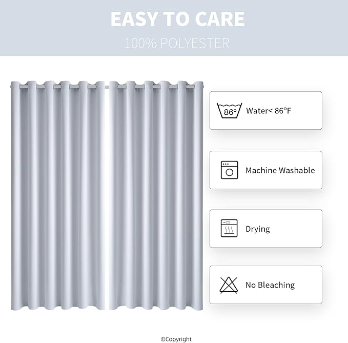 Water Proof Outside Curtains with Grommet Top for Porch, W84 x L95 Thermal Insulated Washable Light Block Outdoor Divider Drapes for Patio Gazebo Deck Pool Area Pergola Cabana (2 Panels) - Image 7