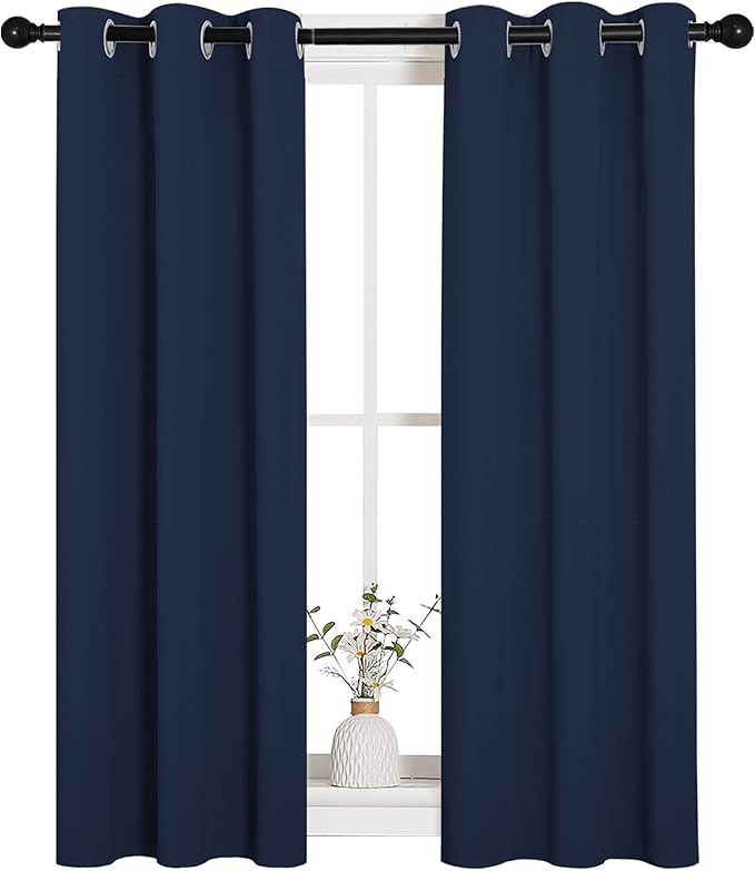 NICETOWN Blackout Draperies Curtains, All Season Thermal Insulated Solid Grommet Top Blackout Curtains/Drapes for Kid's Room (Navy, 1 Pair, 29 x 45 Inch) - Image 2
