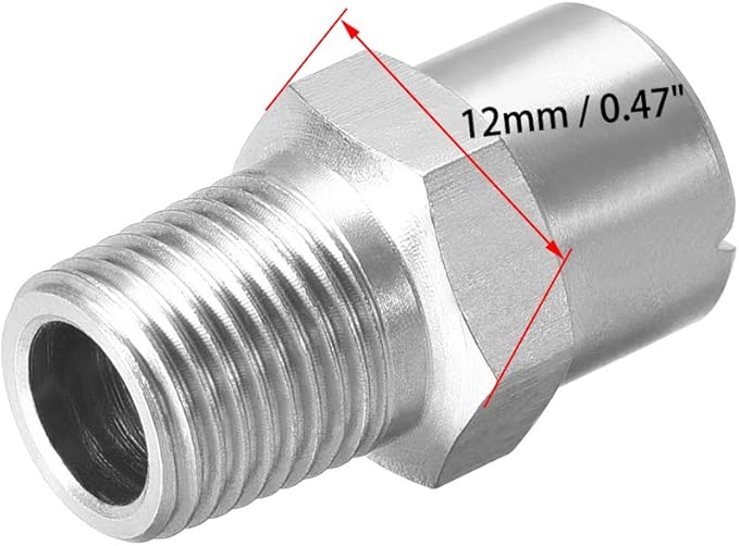 uxcell Flat Fan Spray Tip - 1/8BSPT Male Thread 304 Stainless Steel Nozzle - 65 Degree 2.4mm Orifice Diameter - 2 Pcs - Image 3