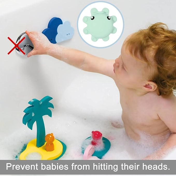 Bathtub Overflow Drain Cover Tub - Silicone Bathroom Overflow Drain Cover, Bath Tub Overflow Cover, Bathroom Spa Accessories, Adds Inches of Water for Deeper&Warmer Bath，Aqua Green - Image 6