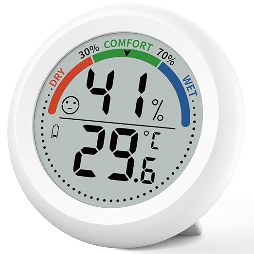 Digital Room Thermometer Hygrometer Indoor-Humidity Meter Monitor with Accurate Temperature Humidity Sensor Comfort Indicator ℃/℉ Switch for Wall Baby Home Greenhouse Cellar Garage Nest Reptile by Budsom