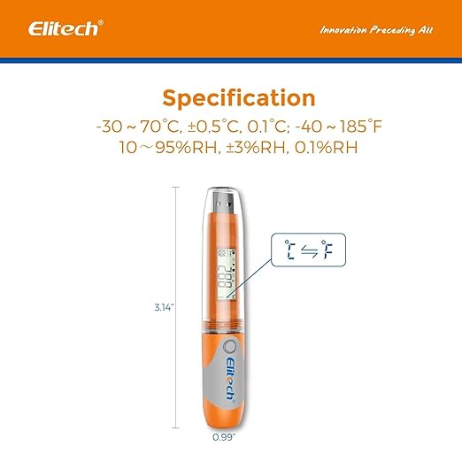 Elitech RC-51H USB Temperature Data Logger Reusable Digital Recorder Medical Refrigerator Thermometer Programmable Monitor 32000 Points High Accuracy (10 Packs) - Image 5
