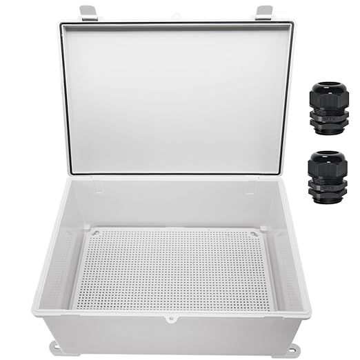 Zulkit Junction Box ABS Plastic Waterproof IP65 Electrical Boxes Hinged Shell Outdoor Universal Project Enclosure with Mounting Plate and Wall Brackets Grey (390x290x160 mm) by Zulkit