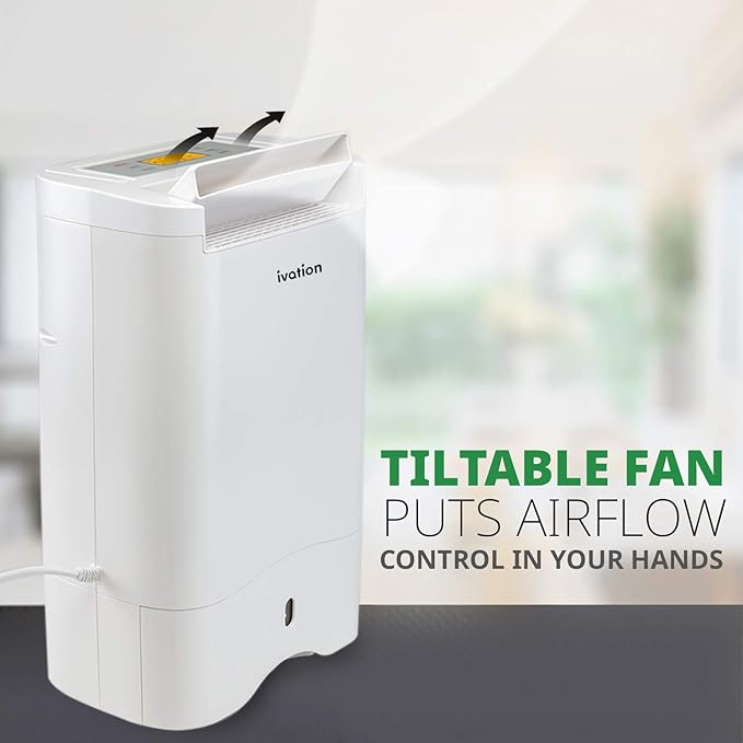 Ivation 19 Pint Small-Area Desiccant Dehumidifier Compact and Quiet - with Continuous Drain Hose for Smaller Spaces, Bathroom, Attic, Crawlspace and Closets - for Spaces Up to 410 Sq Ft - Image 4