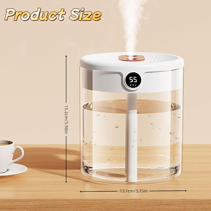 Smart 2L Cool Mist Humidifier for Bedroom, Quiet Desktop Air Moisturizer with Auto Shut-Off, Personal Humidifier for Home Office and Small Spaces (White) - Image 6