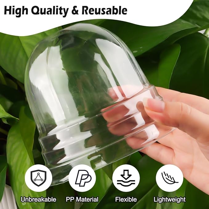 Humidity Domes for 4 Inch Pots, 100 Pack Transparent Plant Dome Covers with Ventilation, Clear Nursery Pot Domes for Seed Starting, Seedling Germination, and Gardening - Image 3