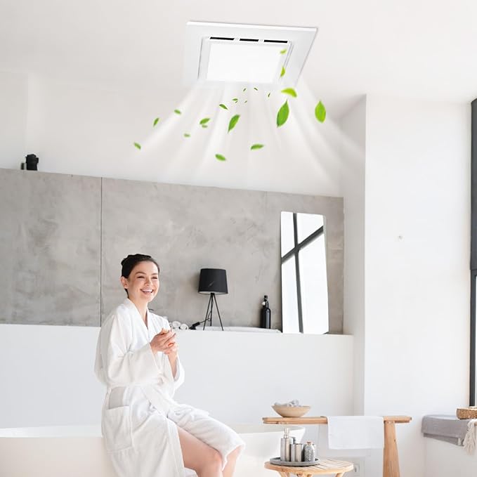 9.8" Panel Bathroom Exhaust Fan with Light, Bathroom Ventilation Fan with 12W 6500K LED Light, 120 CFM 1.0 Sones Low Noise, 4 Inch Duct Quiet Square Fan for Home Bath Restroom Hotel Office - Image 6