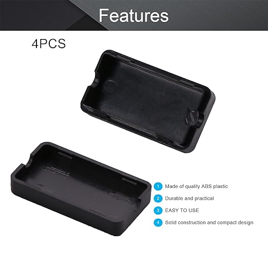 Fielect 1.89 x 1.02 x 0.61 inch Junction Box ABS Plastic Dustproof Universal Electrical Project Enclosure Black 4Pcs - Image 5