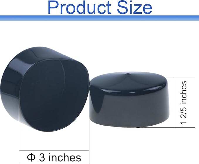 Acocony 3 Inch Rubber Cap Round Rubber End Caps PVC Flexible Protector Plastic Plugs for Round Holes Black Pack of 4 - Image 2