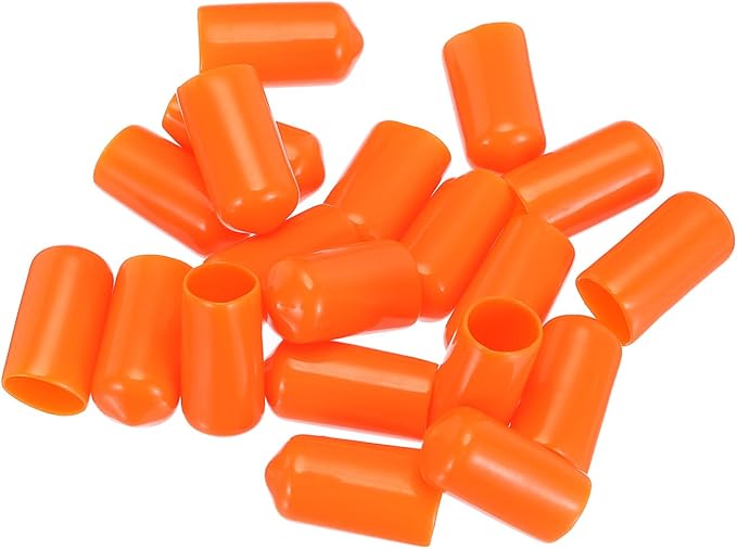 uxcell 20pcs Rubber End Caps 10mm(3/8") ID Vinyl PVC Round Tube Bolt Cap Cover Screw Thread Protectors,Orange - Image 4