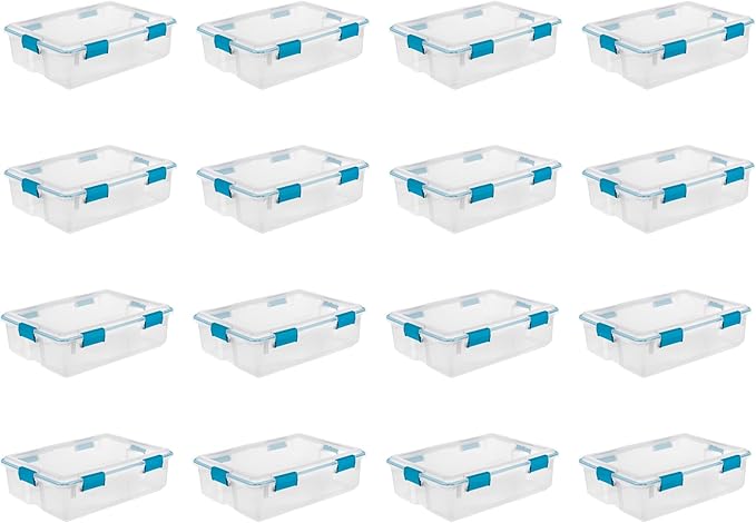 Sterilite 16-Pack Gasket Box, Weather-Resistant Storage Bins with Latching Lids, 37 Quart - Heavy-Duty Organizing Containers for Closet, Bathroom, and Office - Image 8