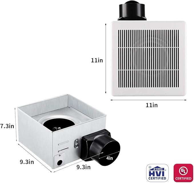 Tech Drive Bathroom Exhaust Fan 90 CFM 1.5 Sone, Very Quiet Ceiling Mounted Ventilation Fan,White Plastic Grille,Easy to Install - Image 3