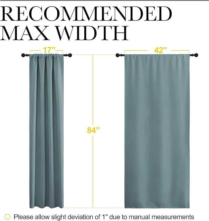 NICETOWN Greyish Blue Blackout Curtains Panels for Window, Thermal Insulated Rod Pocket Blackout Drapes/Draperies for Living Room (2 Panels, W42 x L84 inches) - Image 7