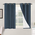 H.VERSAILTEX Primitive Linen Curtains 100% Blackout Curtain Drapes Burlap Fabric Curtains with White Thermal Insulated Liner, Grommet Top Drapes Living Room/Bedroom (2 Panels, 42 x 45 Inch, Navy) by HVERSAILTEX