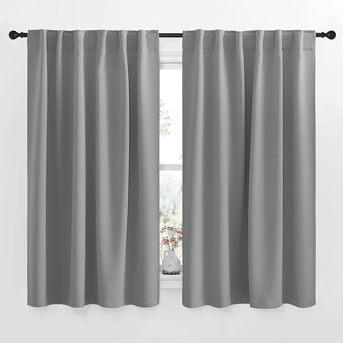 NICETOWN Blackout Curtain Panels for Living Room - (Silver Grey Color) 52x54 inch, 2 Panels Set, Room Darkening Blackout Drapes for Window by NICETOWN