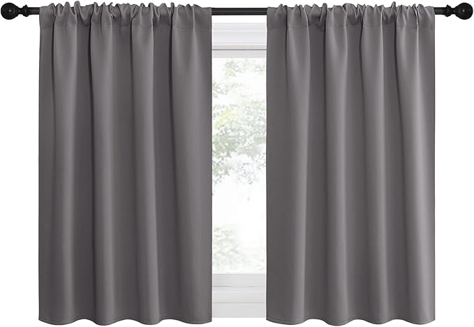 NICETOWN RV Bunk Curtains, Grey Kitchen Window Curtains Over Sink, Thermal Insulated Rod Pocket Blackout Blinds & Drapes for Small Windows (2 Panels, W42 x L30 -Inch) - Image 2
