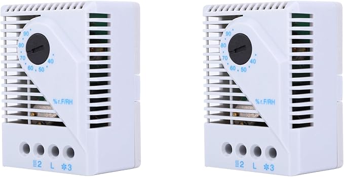 2PCS Mechanical Humidity Controller 35mm DIN Rail Hygrostat Fan Heater with PC Case for TV Cabinet Humidity Adjuster by Walfront