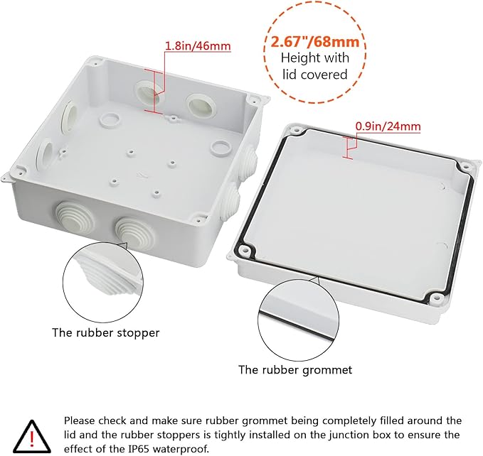 LeMotech ABS Plastic Dustproof Waterproof IP65 Junction Box Universal Electrical Project Enclosure White 5.9 x 5.9 x 2.8 inch (150 x 150 x 70 mm) - Image 4