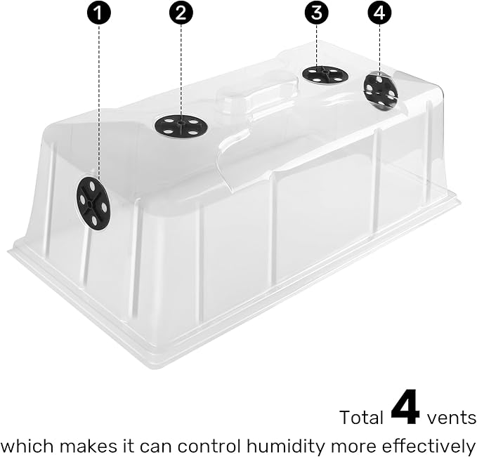 MIXC 10 Pack Humidity Dome 7" Tall Extra Strength, 1020 Growing Trays Cover, Propagation Seed Cloning Lid Vented for 10 x 20 Inch Flat Tray and Seed Starting Germination, Black - Image 4