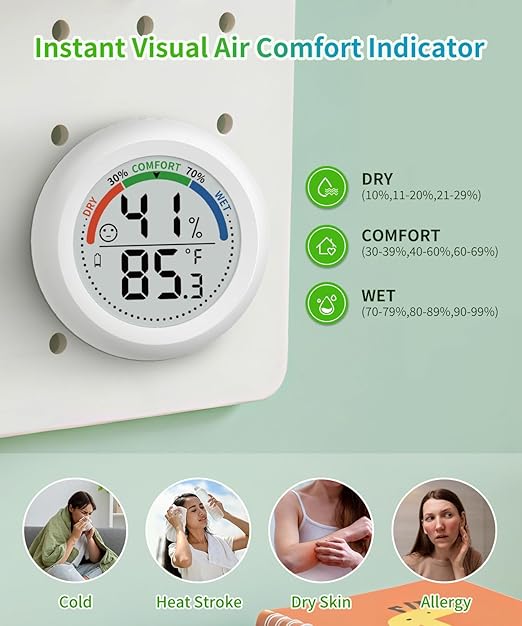 Digital Room Thermometer Hygrometer Indoor-Humidity Meter Monitor with Accurate Temperature Humidity Sensor Comfort Indicator ℃/℉ Switch for Wall Baby Home Greenhouse Cellar Garage Nest Reptile - Image 4