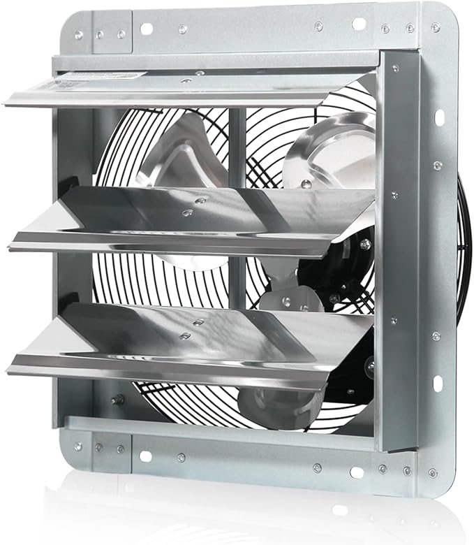 KEN BROWN 12 Inch Shutter Exhaust Fan, Gable Vent Fan, Wall Mount Ventilation, Automatic Aluminum Blades, High Speed, 1800CFM, for Garages, Shop, Greenhouse, Attic by KENBROWN