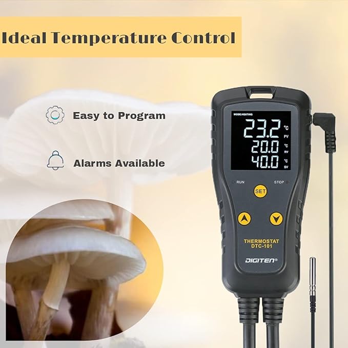 DIGITEN DTC101 Temperature Controller Digital Heat Mat Thermostat Greenhouse Thermostat Outlet Heating Cooling Temperature Control Seedlings Germination Rooting Fermentation Reptiles - Image 5