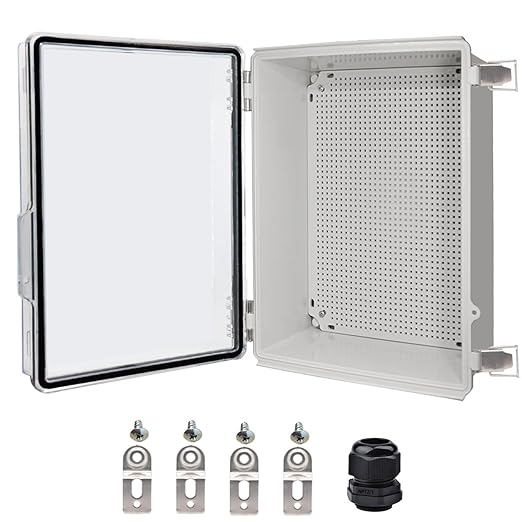 Waterproof Electrical Box, IP67 Junction Box Stainless Steel Latch Hinged Clear Cover Project Enclosure with Wall Bracket 13.8" x 9.8" x 5.9" by YETLEBOX