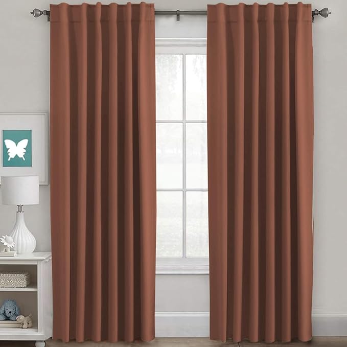 H.VERSAILTEX Blackout Curtains Thermal Insulated Window Treatment Panels Room Darkening Blackout Drapes for Living Room Back Tab/Rod Pocket Bedroom Draperies (2 Panels, Washed Spice, 52 x 96 Inch) by HVERSAILTEX