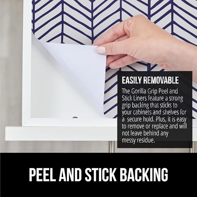 GORILLA GRIP Peel and Stick Paper, Removable Cover for Books, Shelves, Countertops, Drawers, Cabinets and Crafts, Easy Install Kitchen Decor, Shelf, Drawer, Cabinet Liners, 11.8 in x 10 FT Blue White - Image 4