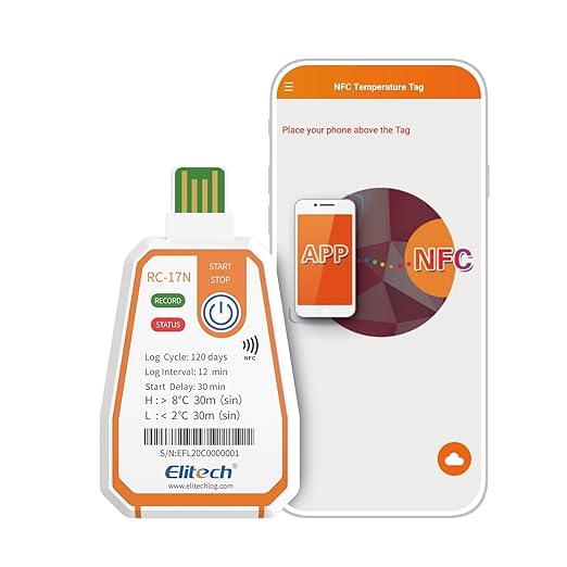 Elitech RC-17N NFC Disposable USB Temperature Data Logger PDF Report Light Indicator - Image 2