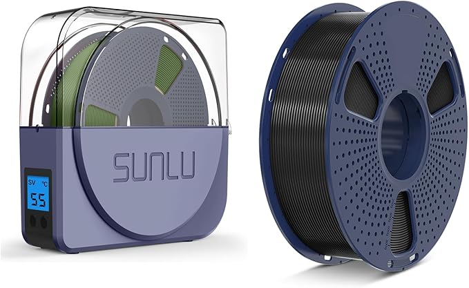SUNLU PLA Plus Black 1.75mm, Upgraded S1 Plus Filament Dry Box Bluegrey by SUNLU