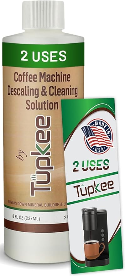 Tupkee Universal Descaling Solution for Keurig Breville Nespresso & Delonghi (2 Uses) | Coffee Machine Descaler Cleaner | Liquid To Descale Automatic Coffee Makers & Espresso Machines by Tupkee