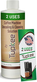 Tupkee Universal Descaling Solution for Keurig Breville Nespresso & Delonghi (2 Uses) | Coffee Machine Descaler Cleaner | Liquid To Descale Automatic Coffee Makers & Espresso Machines by Tupkee