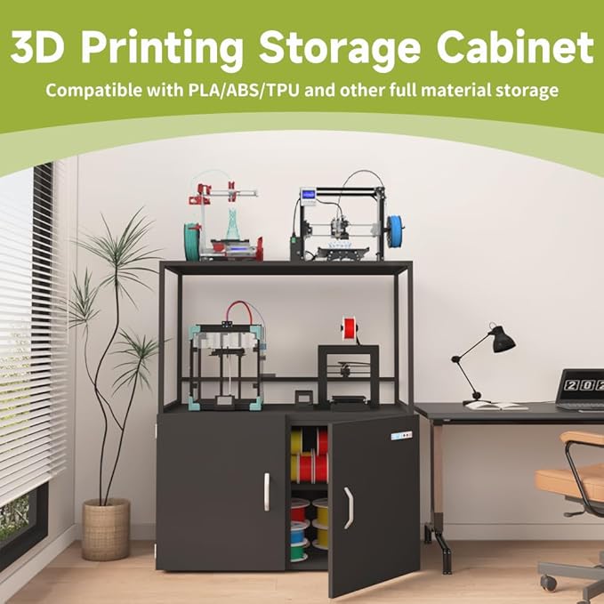 300L 3D Printer Filament Storage Cabinet with Dehumidifier | Industrial Sealed Dehumidifying Cabinet Holds 160 Rolls -Compatible with PLA/ABS/TPU (300L Black) - Image 3