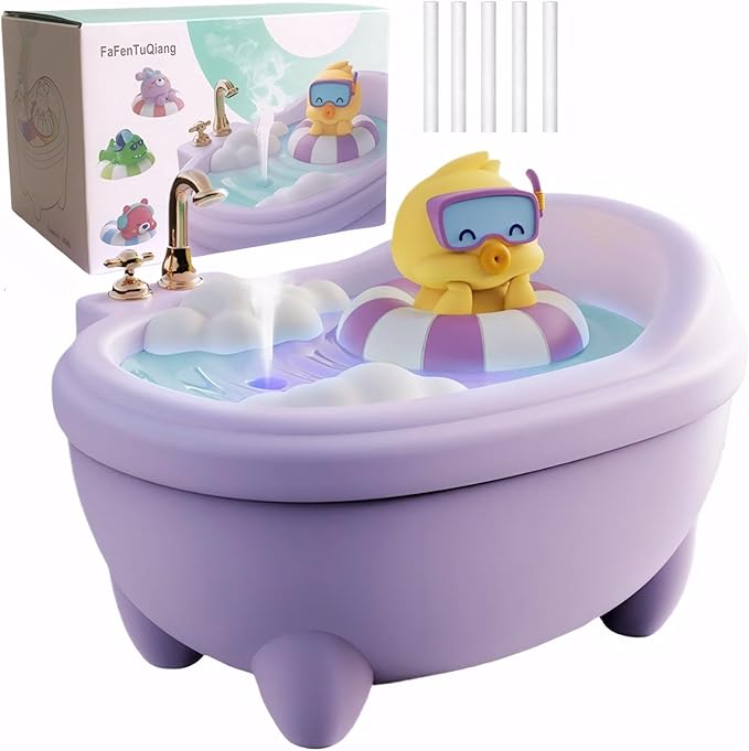 Cute Humidifier for Bedroom,Top Fill 0.34L Desk Mini Humidifier Aroma Diffuser,Cool Mist,20db Quiet,Easy Clean,Colorful Light, Auto Shut off,Small Humidifier for Baby Room,Plants,Home,Office (Purple) by FaFenTuQiang