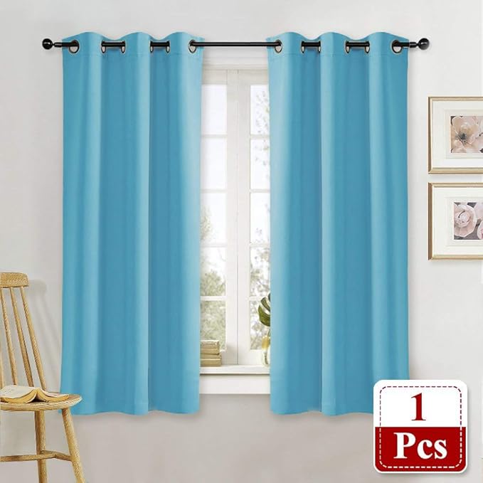 NICETOWN Kitchen Blackout Window Curtain Panel Home Fashion Thermal Insulated Solid Grommet Room Darkening Drape for Apartment (Teal Blue, 1 Panel, 42 by 63 inches Long) - Image 2