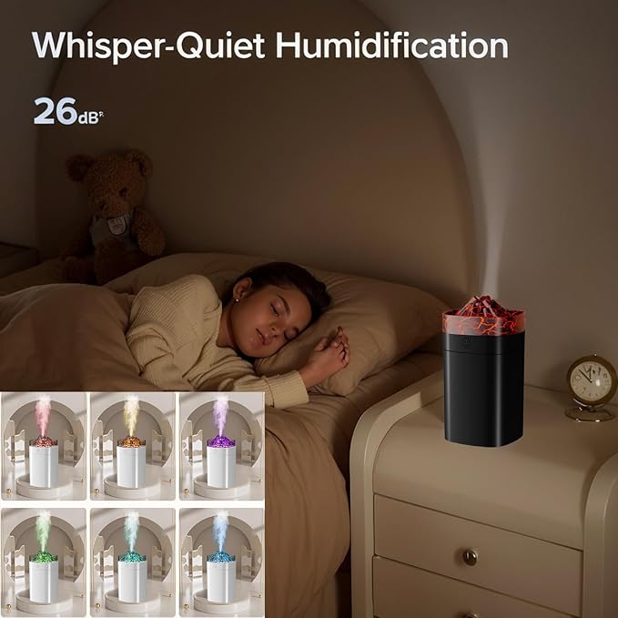 Ultrasonic Cool Mist Humidifier with 7 Color Night Lights, 2 Modes & 400ML Capacity & 10-20 Hours Runtime Quiet Humidifier for Bedroom, Nursery, Office, Plants (White) - Image 8