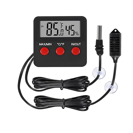 Digital Thermometer and Humidity Thermometers Indoor and Outdoor Digital Temperature and Hygrometer Gauge with Probe for Reptile Terrarium Thermometer Pet Keeping by Unknown