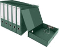 HUA JIE A4 Storage File Boxes Plastic Archives Cases with Clip, PVC File Folder Organizer Document Storage Filing Box for Office,32.5×6.5×24 cm, Green(Pack of 6) by HUA+JIE