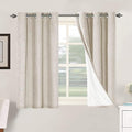 H.VERSAILTEX Primitive Linen Curtains 100% Blackout Curtain Drapes Burlap Curtains with White Thermal Insulated Liner, Grommet Top Drapes Living Room/Bedroom (2 Panels, 42 x 45 Inch, Natural) by HVERSAILTEX