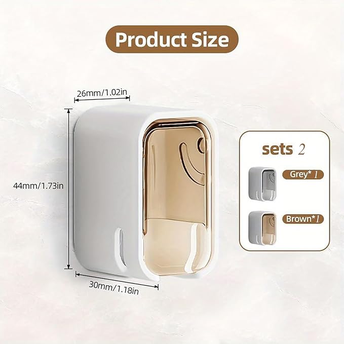 2 Pcs Toothbrush Holders for Bathroom, Toothbrush Holder Wall Mounted with Cover - Moisture-Proof and Dust-Proof Toothbrush Storage Organizer for Family & Travel - Image 2
