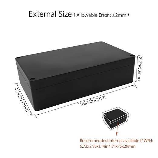 LeMotech Project Box ABS Plastic Junction Box IP65 Waterproof Hobby Box Electrical Boxes Universal Enclosure for Electronic Black 7.8 x 4.7 x 2.2 inch(200x120x56mm)（Pack of 2 - Image 2