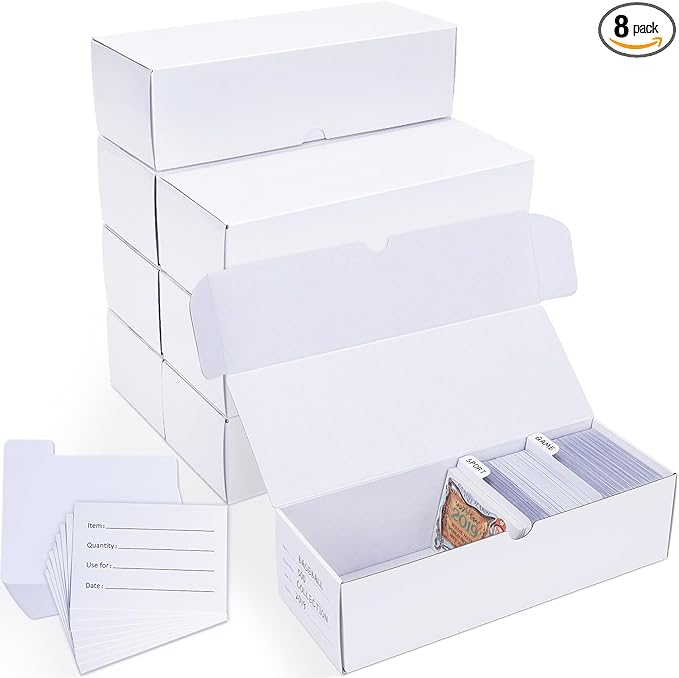 Trading-Card Storage Box, 8-Pack • 600 Count Corrugated Cardboard Storage with dividers & labels for TCG/Magic/Mtg storage and Collection, 10.4 INCH Horizontal by Leyzan