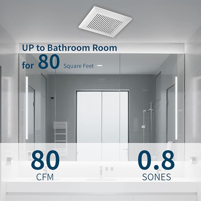 Tech Drive Bathroom Exhaust Fan 80 CFM, 0.8 Sone, 4-Inch Duct,No Attic Access Needed,Super Quiet Ventilation Fan, Easy to Install Ceiling Mounted, White, ETL Certified - Image 3