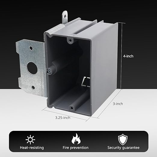 MAKERELE Single Gang Adjustable Junction Box Plastic, 21 Cubic Inches Adjustable Switch Box, Grey Adjustable Depth Electrical Box,for Construction, ETL Certified(12 Pack) - Image 3