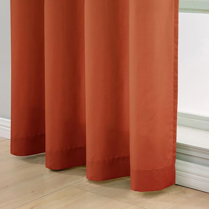 L.Z.E Privacy Curtains 96 Inches Long 2 Panels Set, Burnt Orange Light Filtering Curtains for Living Room Bedroom Doorway Divider, Non-See-Through Semi Sheer Window Panels Grommet Top (55" W x 96" L) - Image 5